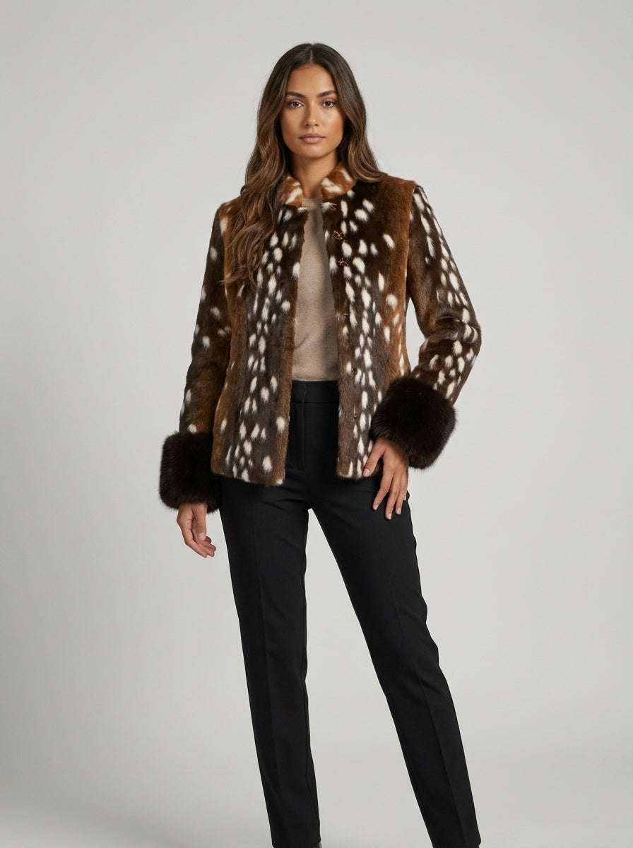 Women's Relaxed Animal Print Faux Fur Jacket