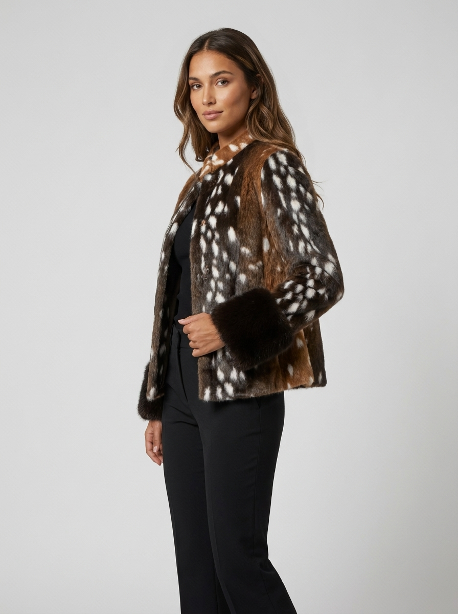 Women's Relaxed Animal Print Faux Fur Jacket