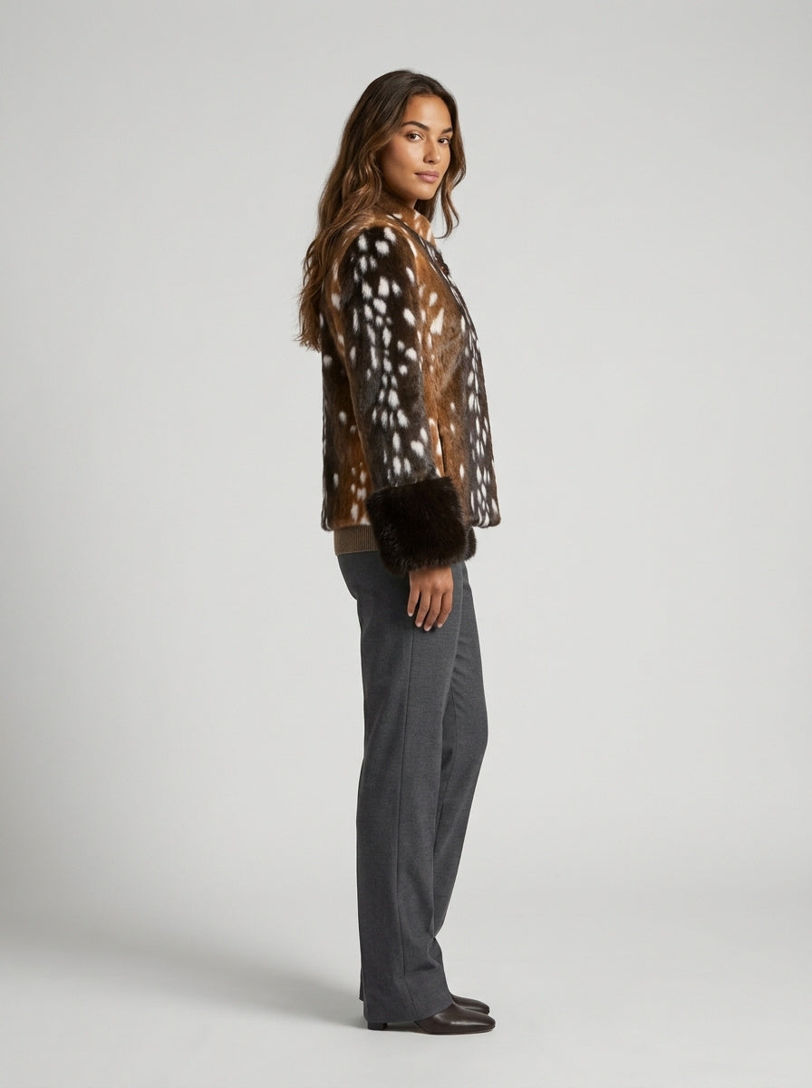 Women's Relaxed Animal Print Faux Fur Jacket