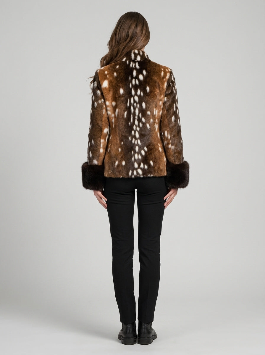 Women's Relaxed Animal Print Faux Fur Jacket