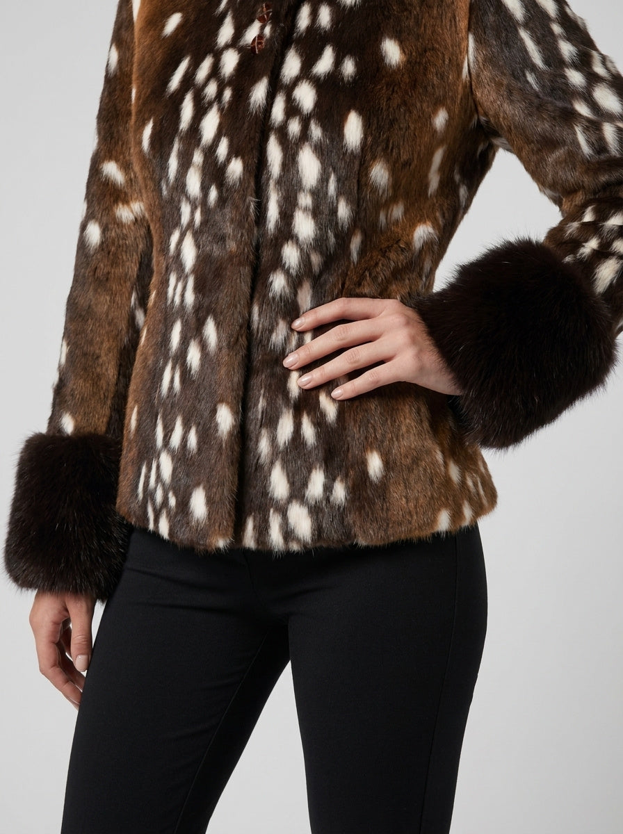 Women's Relaxed Animal Print Faux Fur Jacket