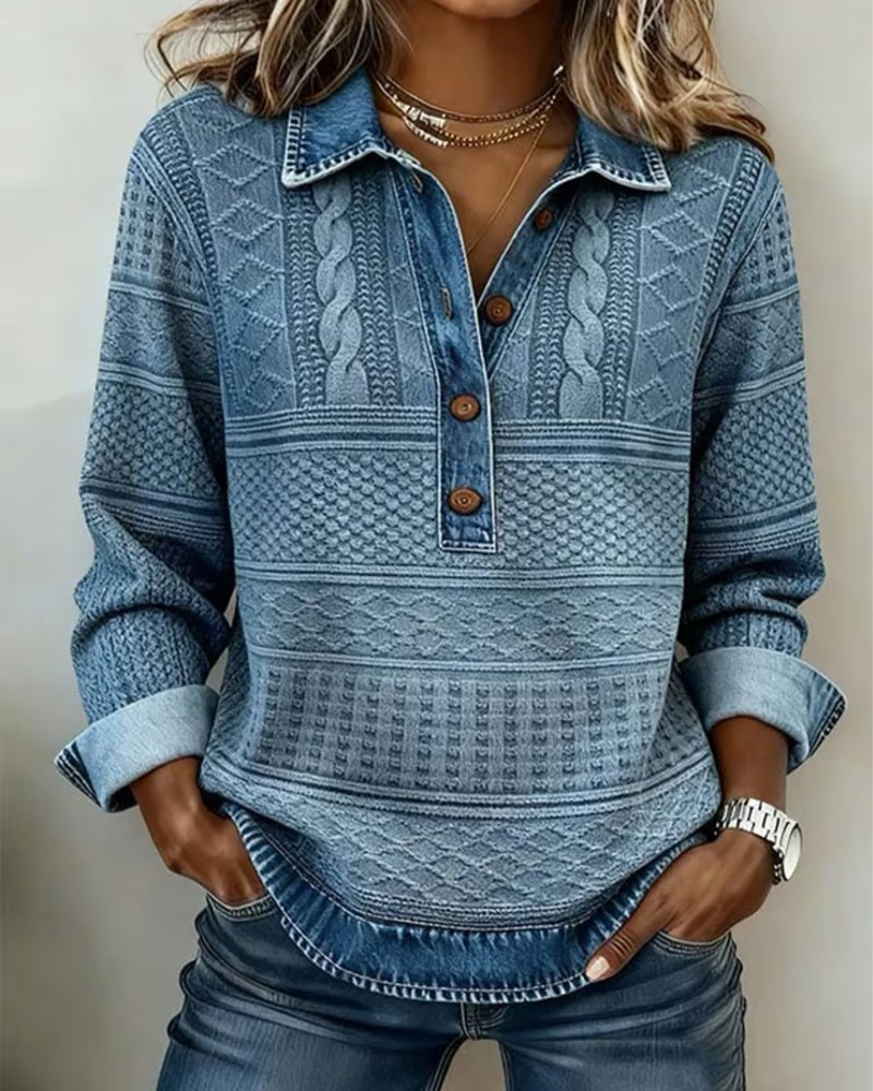 Women's Relaxed Button-Up Cable Knit Jumper