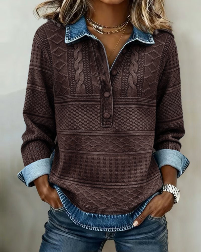 Women's Relaxed Button-Up Cable Knit Jumper