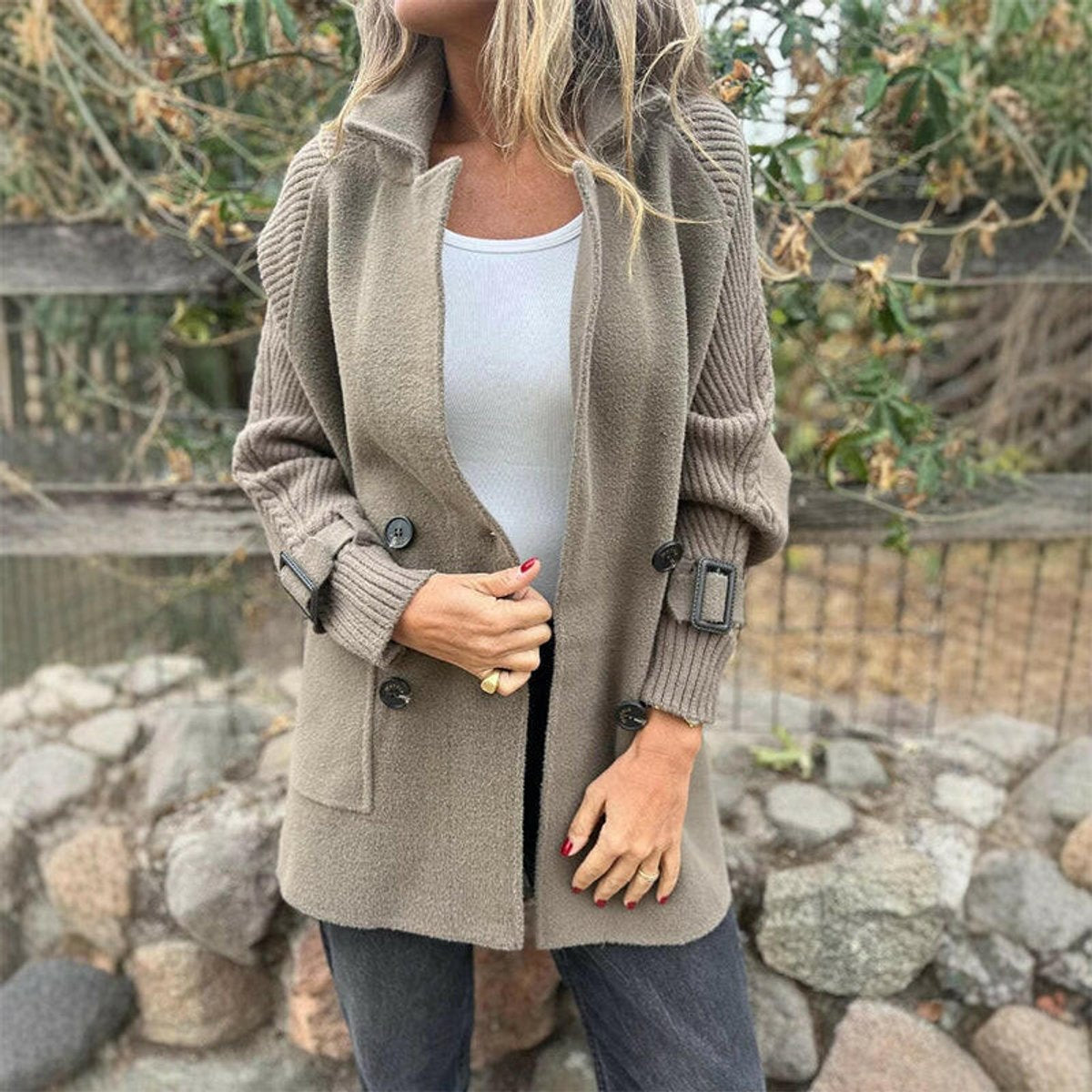 Women's Relaxed Cable Double Breasted Jacket