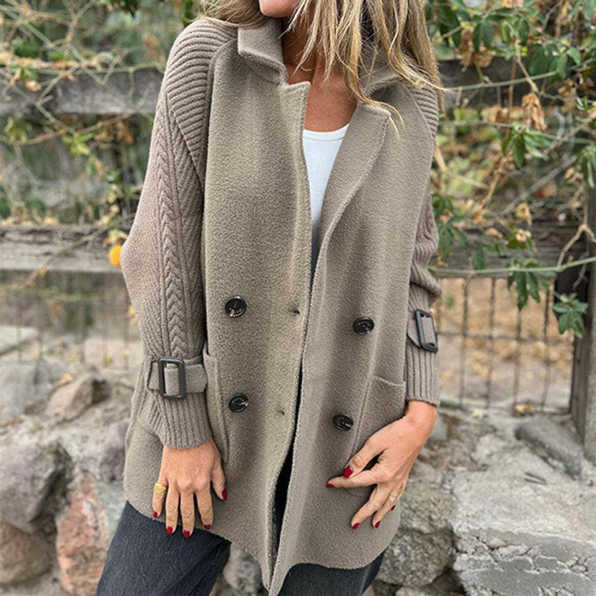Women's Relaxed Cable Double Breasted Jacket