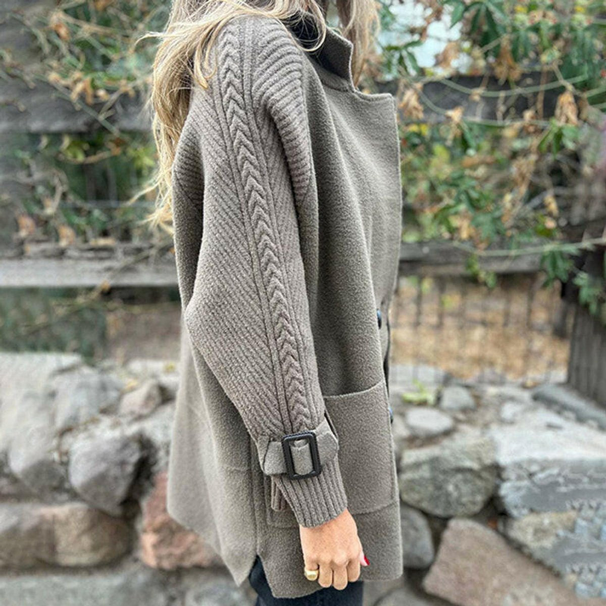 Women's Relaxed Cable Double Breasted Jacket