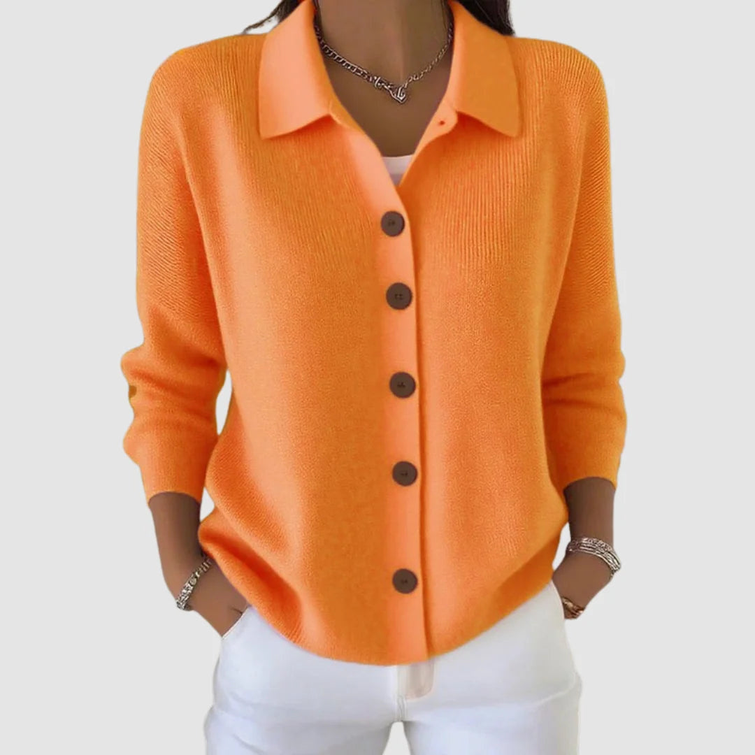 Women's Relaxed Collared Cardigan Jumper