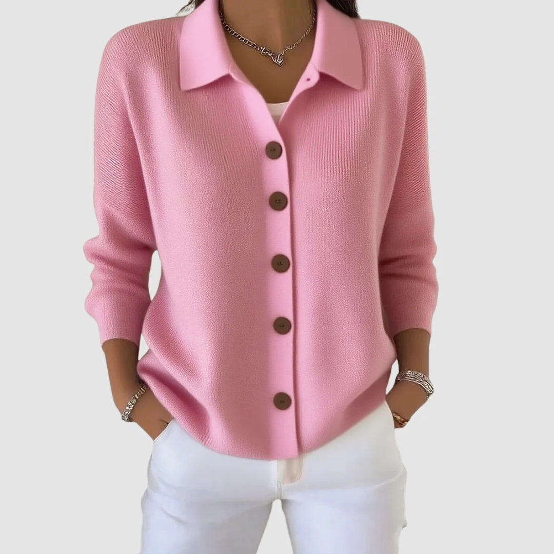 Women's Relaxed Collared Cardigan Jumper