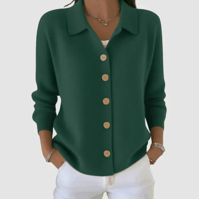 Women's Relaxed Collared Cardigan Jumper