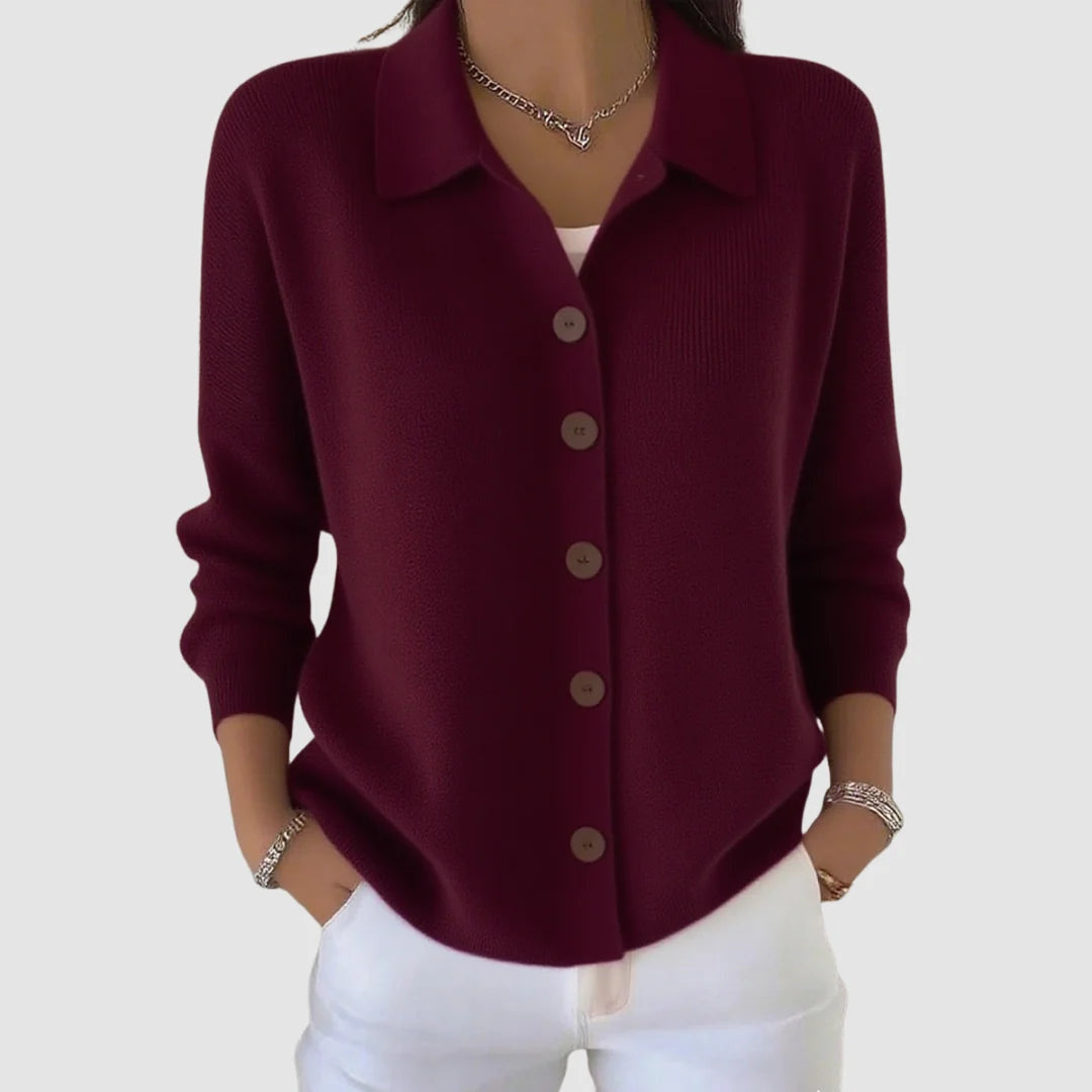 Women's Relaxed Collared Cardigan Jumper