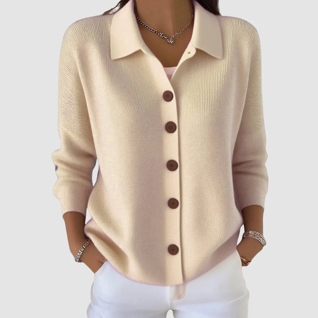 Women's Relaxed Collared Cardigan Jumper