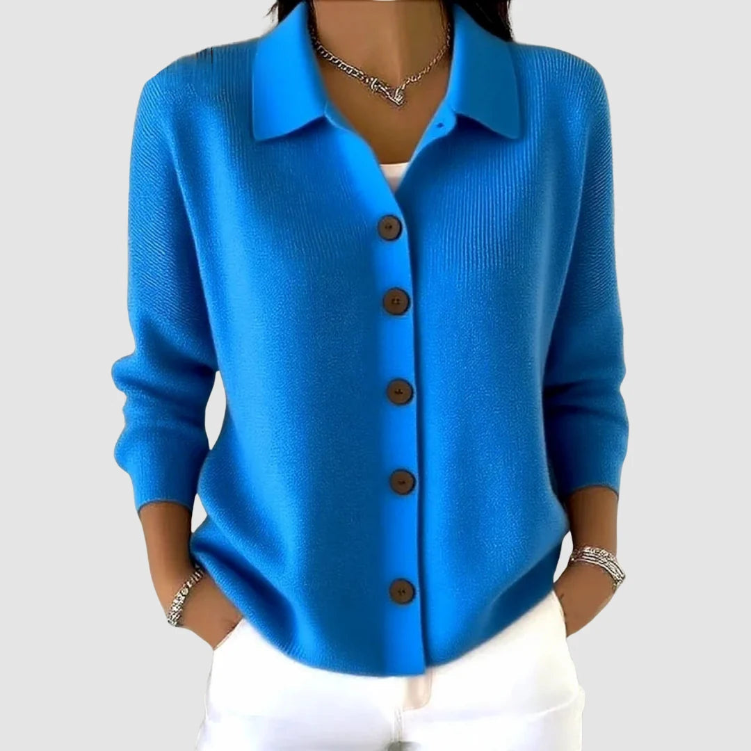 Women's Relaxed Collared Cardigan Jumper