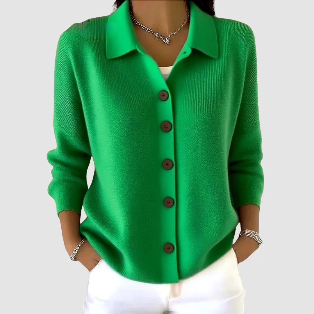 Women's Relaxed Collared Cardigan Jumper