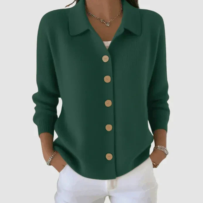 Women's Relaxed Collared Cardigan Jumper