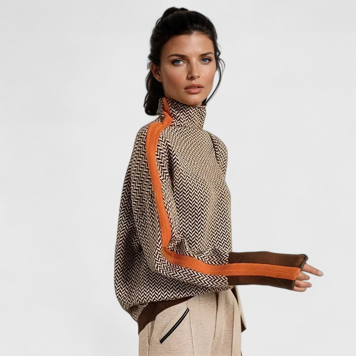 Women's Relaxed Herringbone Roll Neck Jumper