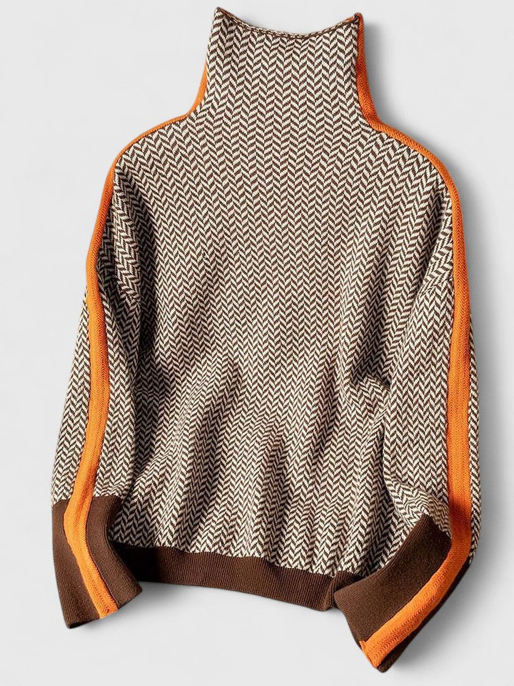 Women's Relaxed Herringbone Roll Neck Jumper