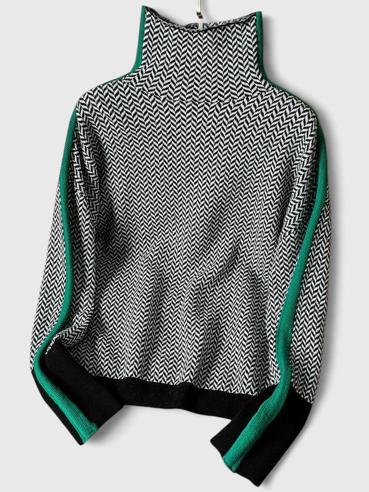 Women's Relaxed Herringbone Roll Neck Jumper