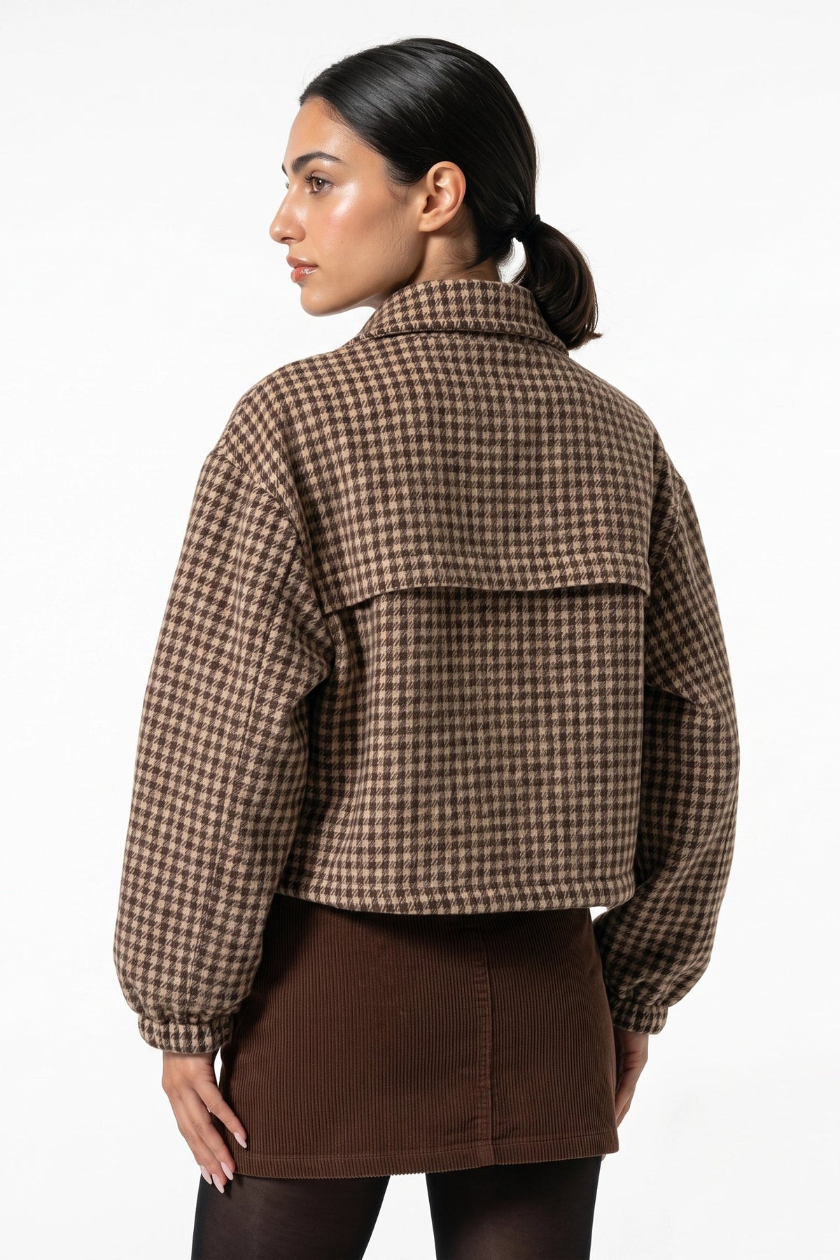Women's Relaxed Houndstooth Cropped Jacket