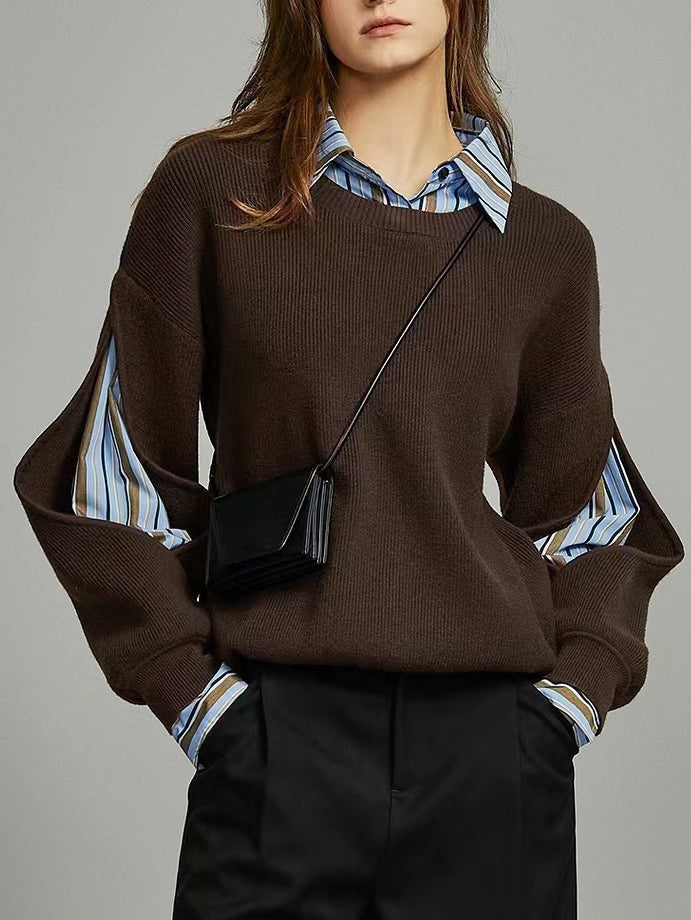 Women's Relaxed Layered Collar Sweater