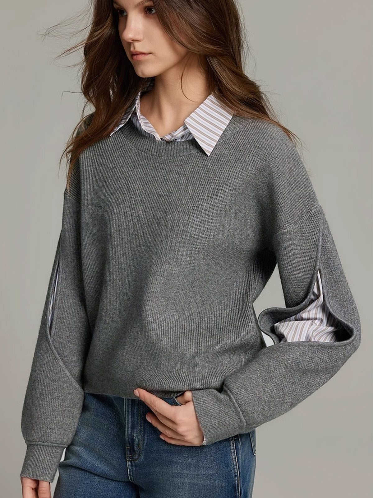 Women's Relaxed Layered Collar Sweater