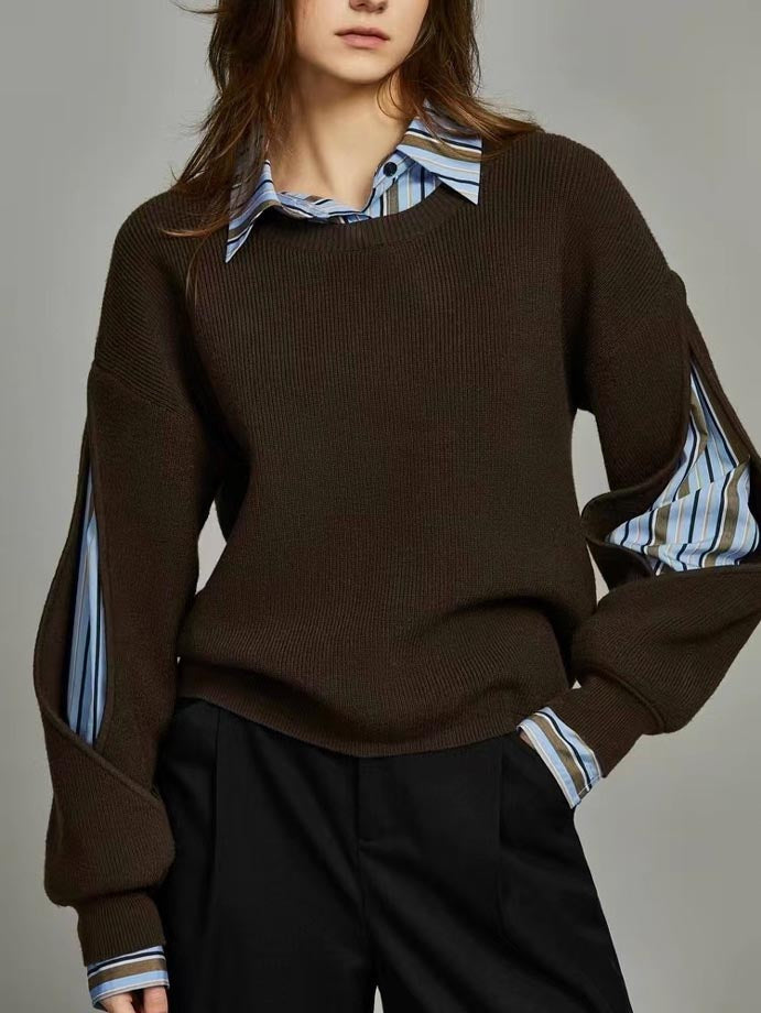 Women's Relaxed Layered Collar Sweater