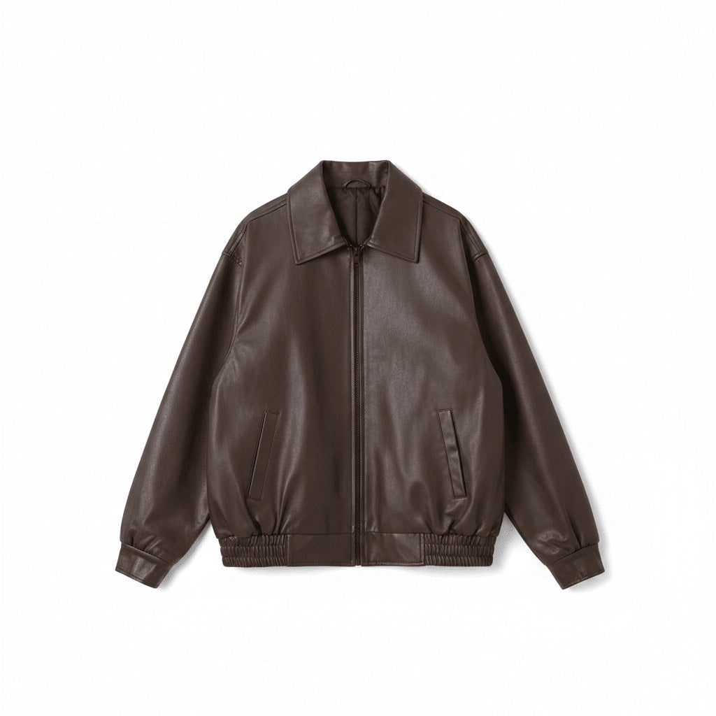 Women's Relaxed Plain Female Leather Jacket