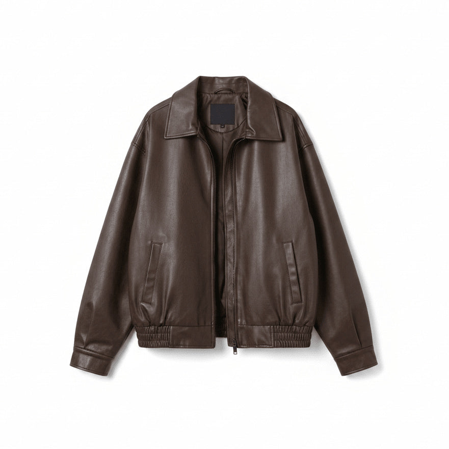Women's Relaxed Plain Female Leather Jacket