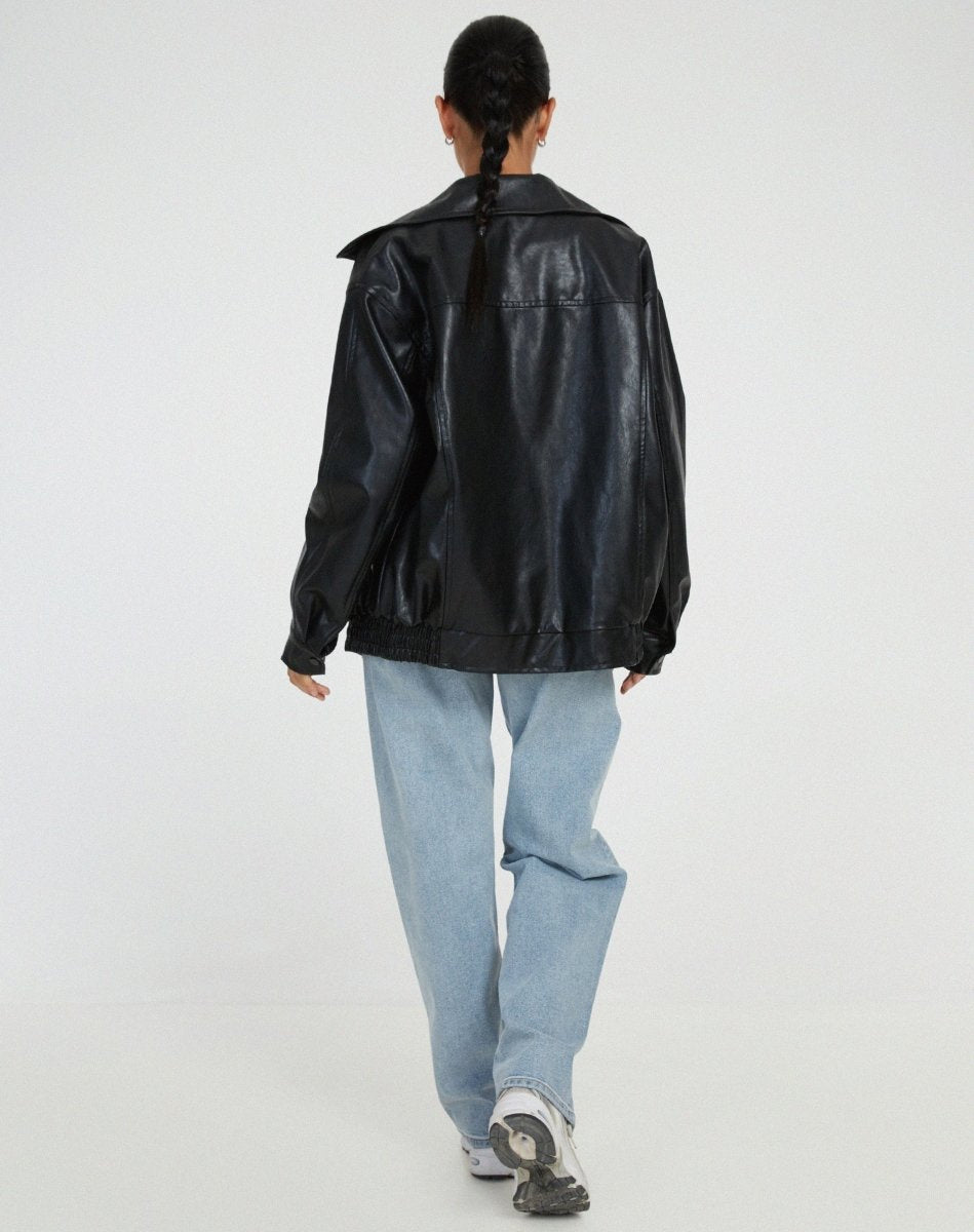 Women's Relaxed Plain Female Leather Jacket