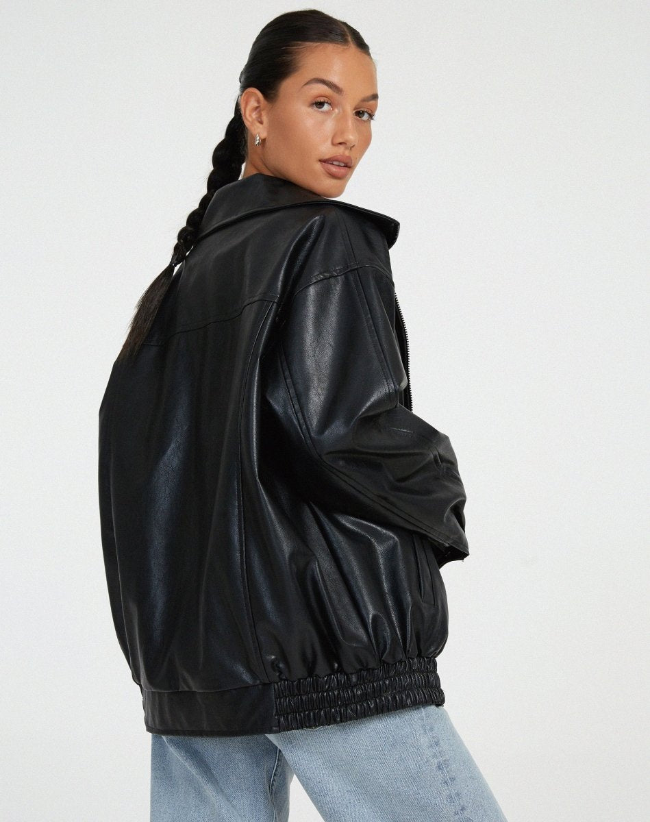 Women's Relaxed Plain Female Leather Jacket