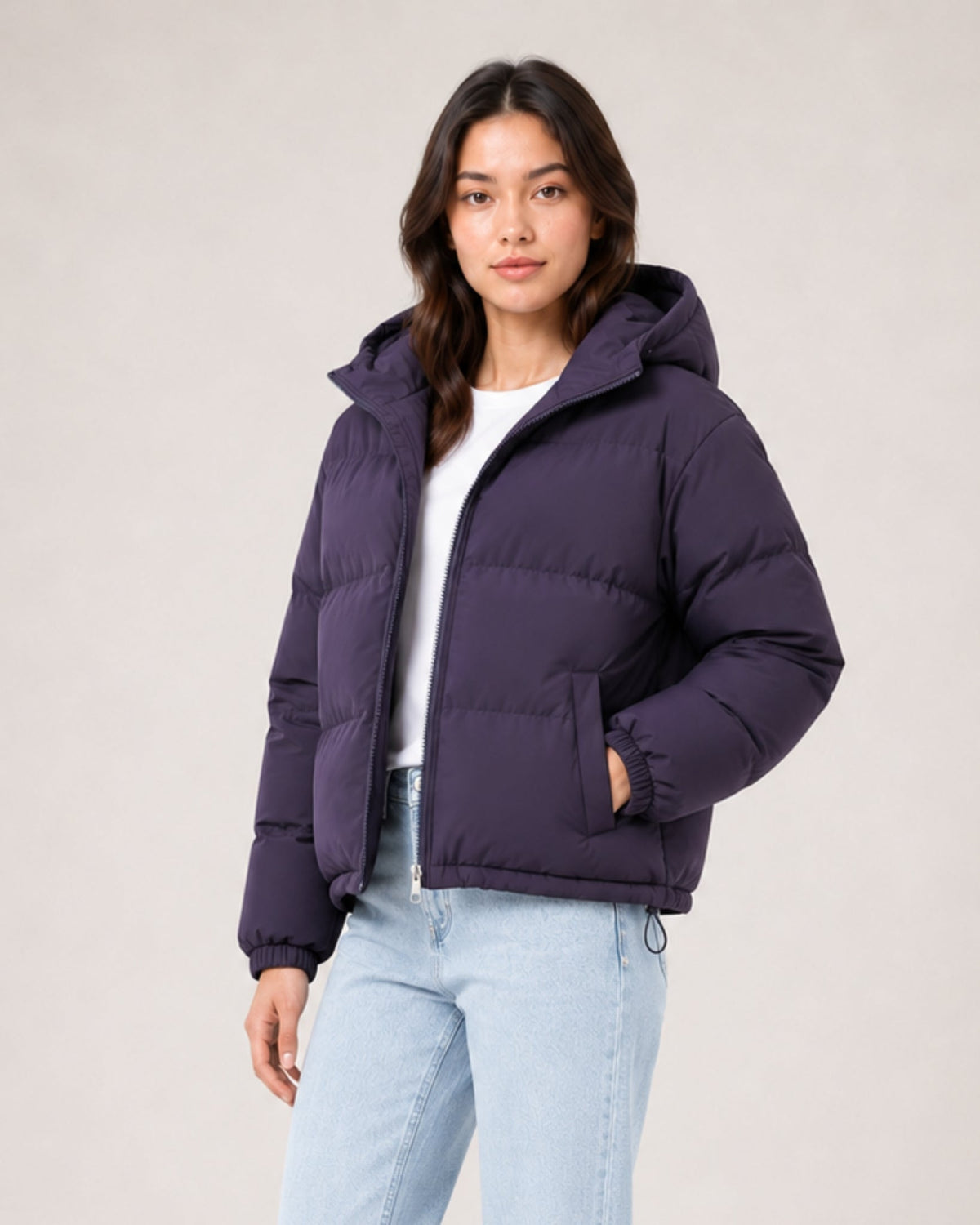 Women's Relaxed Quilted Hooded Puffer Jacket