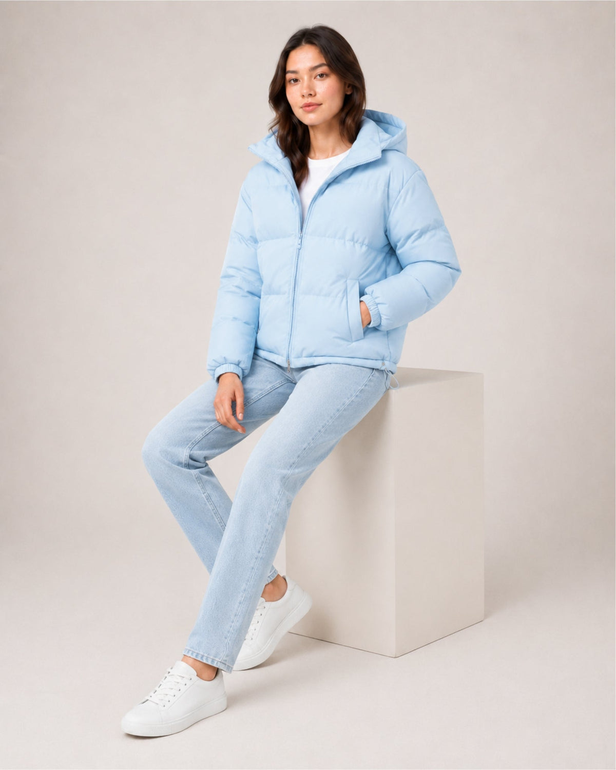 Women's Relaxed Quilted Hooded Puffer Jacket