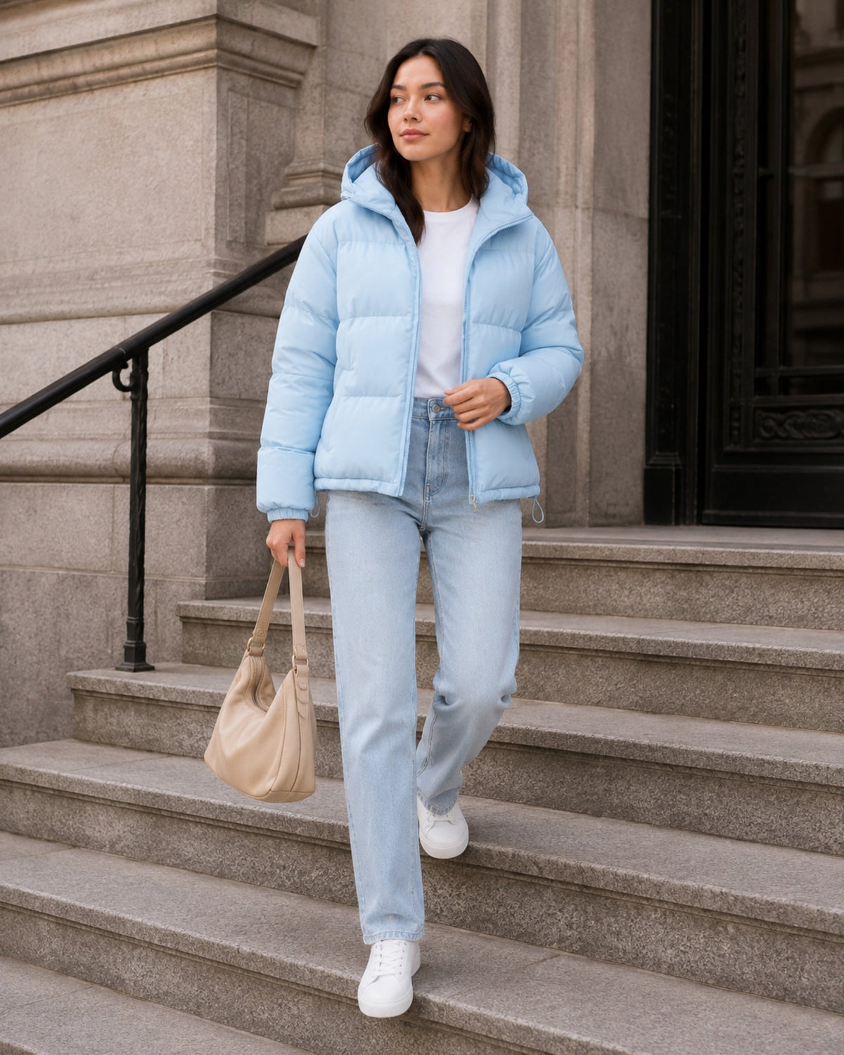 Women's Relaxed Quilted Hooded Puffer Jacket