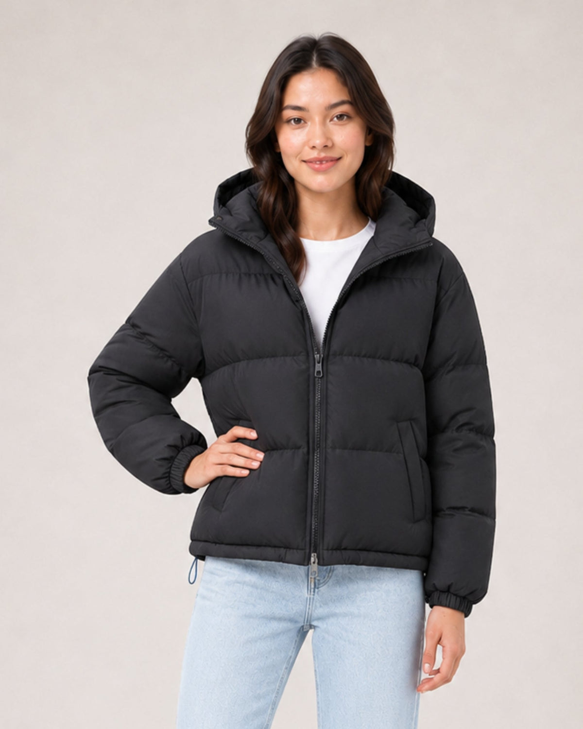 Women's Relaxed Quilted Hooded Puffer Jacket