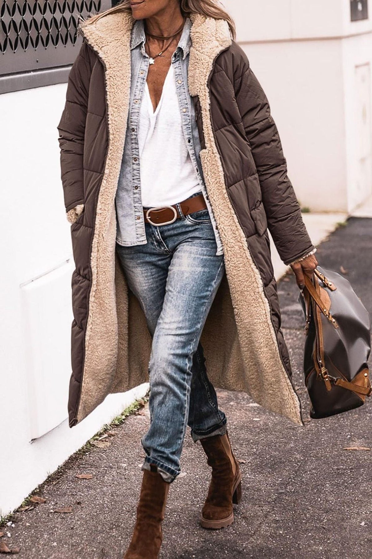 Women's Relaxed Quilted Long Puffer Coat