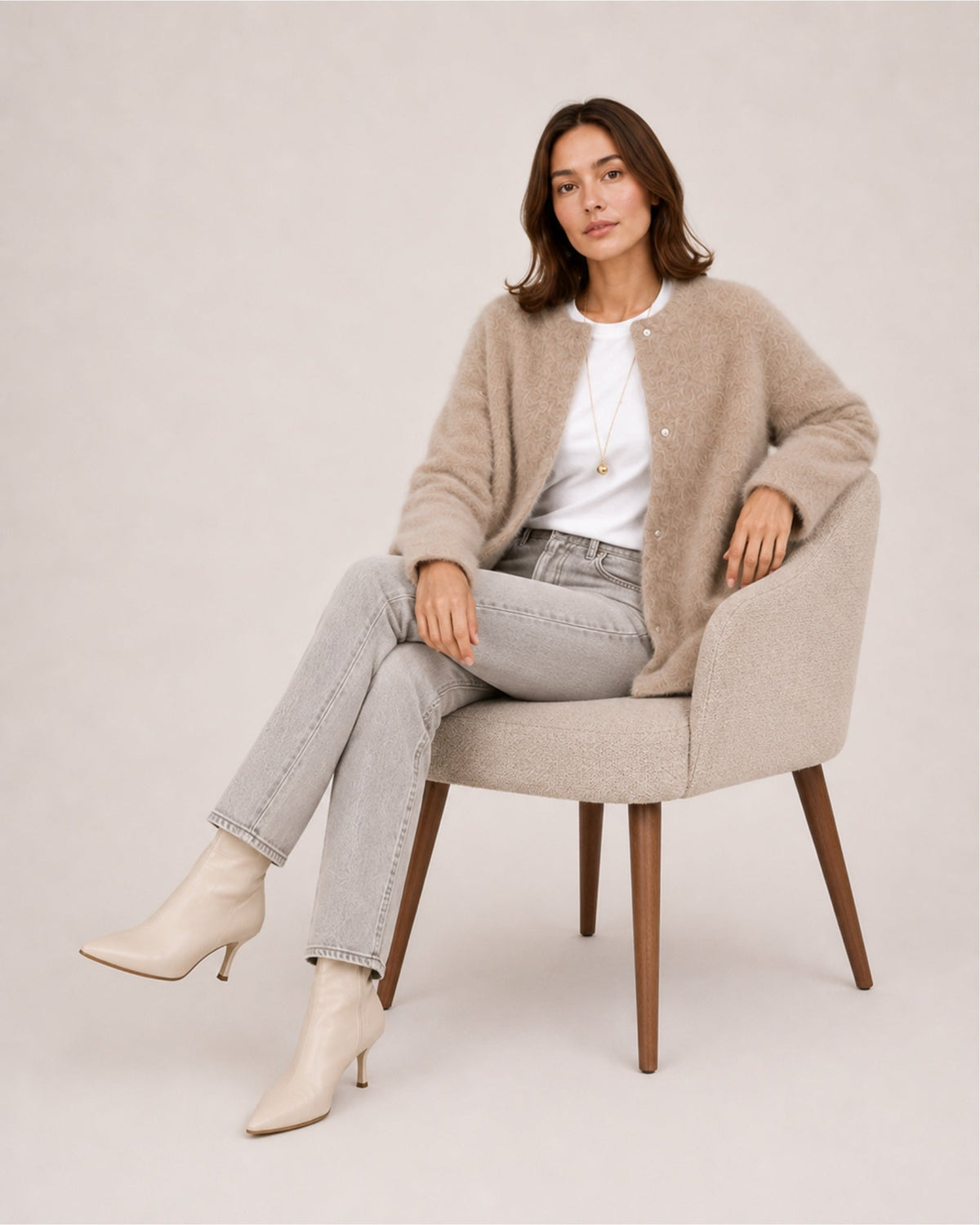 Women's Relaxed Round Neck Button-Down Long Cardigan