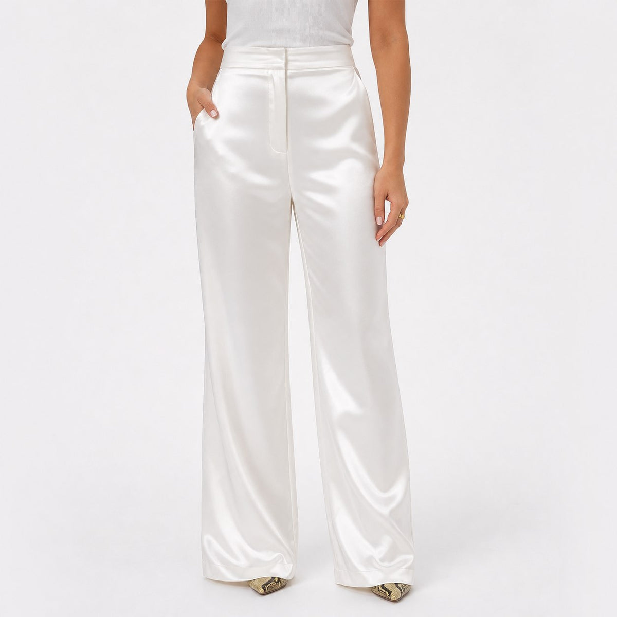 Women's Relaxed Satin Wide Leg Trousers
