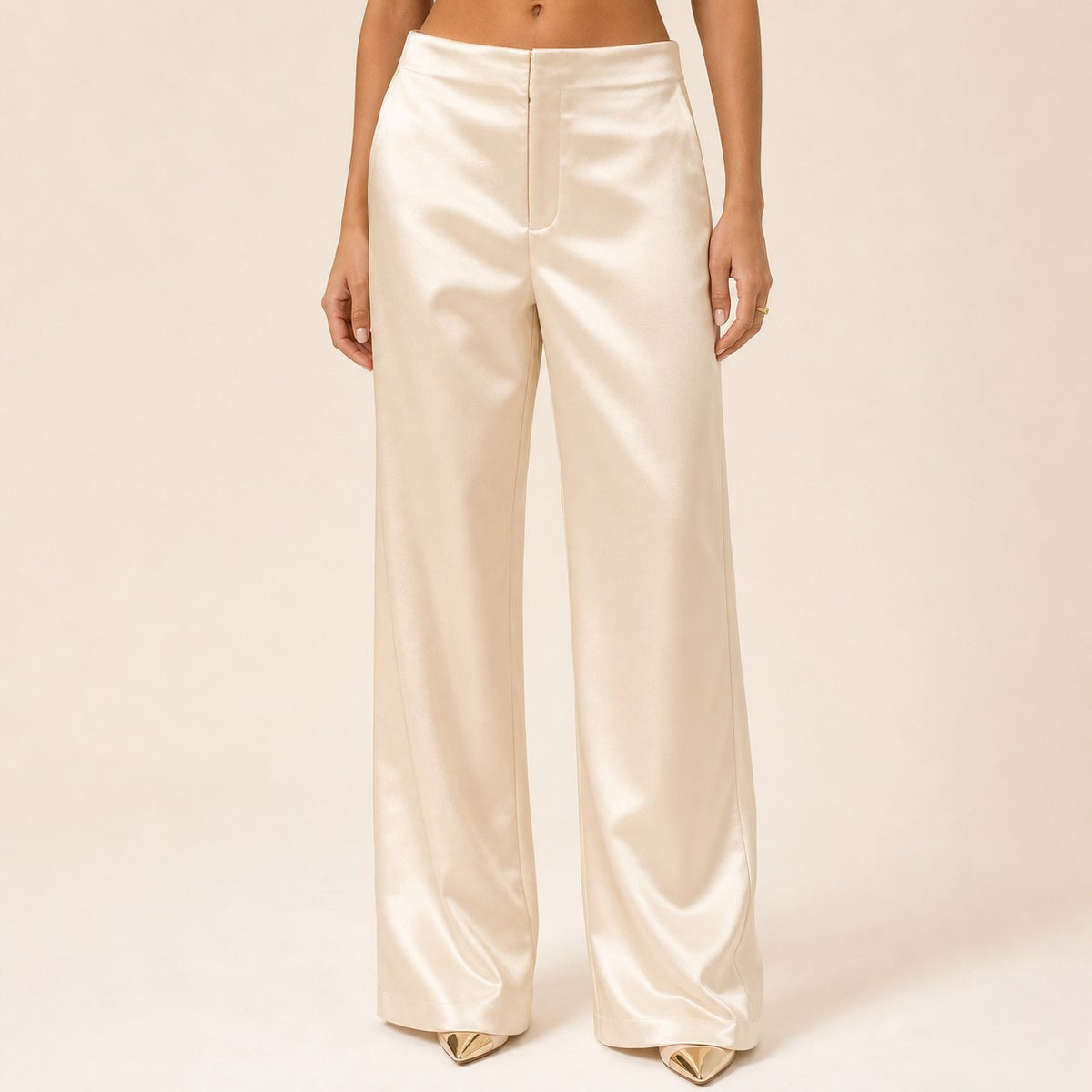 Women's Relaxed Satin Wide Leg Trousers