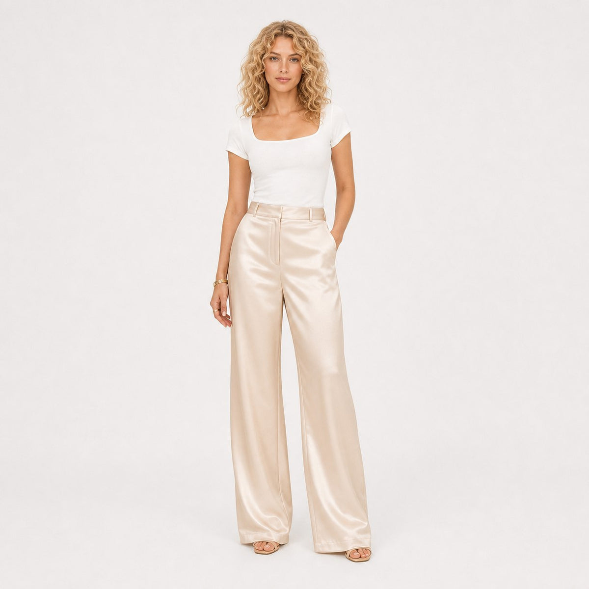 Women's Relaxed Satin Wide Leg Trousers