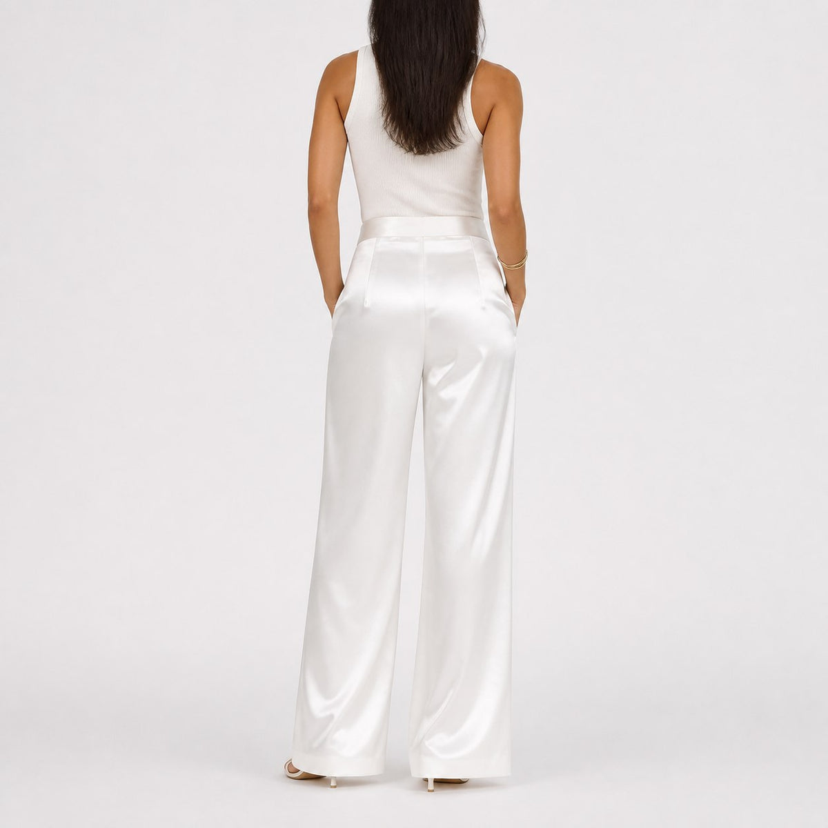 Women's Relaxed Satin Wide Leg Trousers