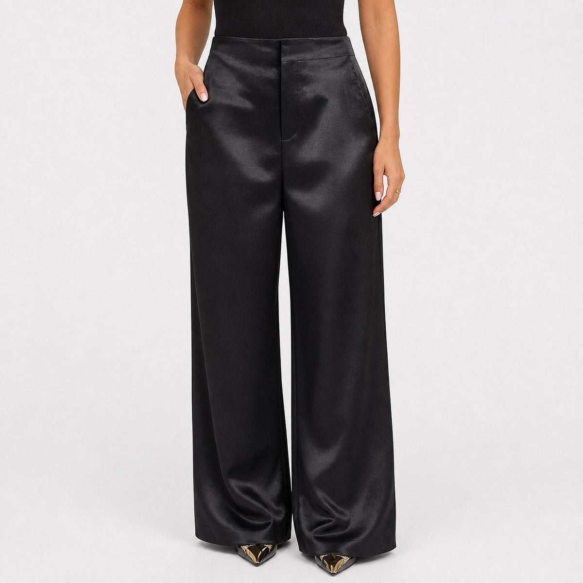 Women's Relaxed Satin Wide Leg Trousers