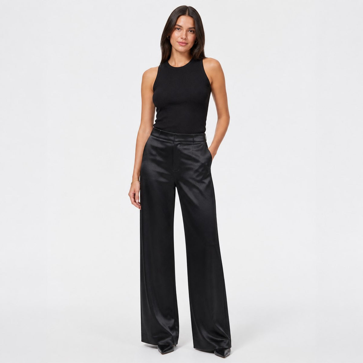 Women's Relaxed Satin Wide Leg Trousers