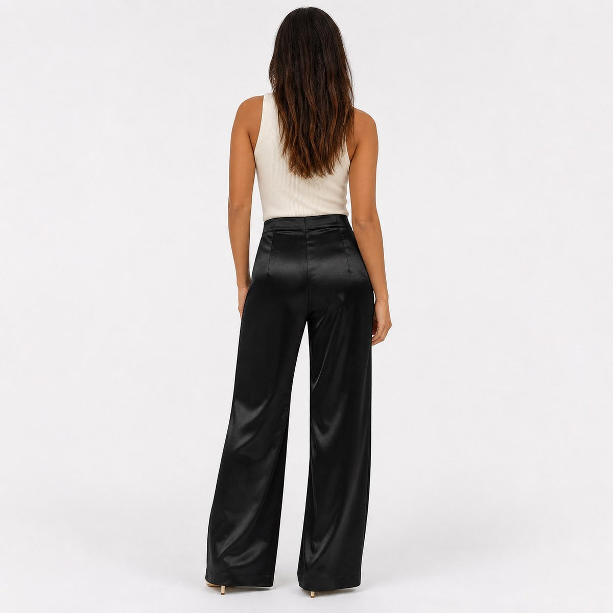 Women's Relaxed Satin Wide Leg Trousers