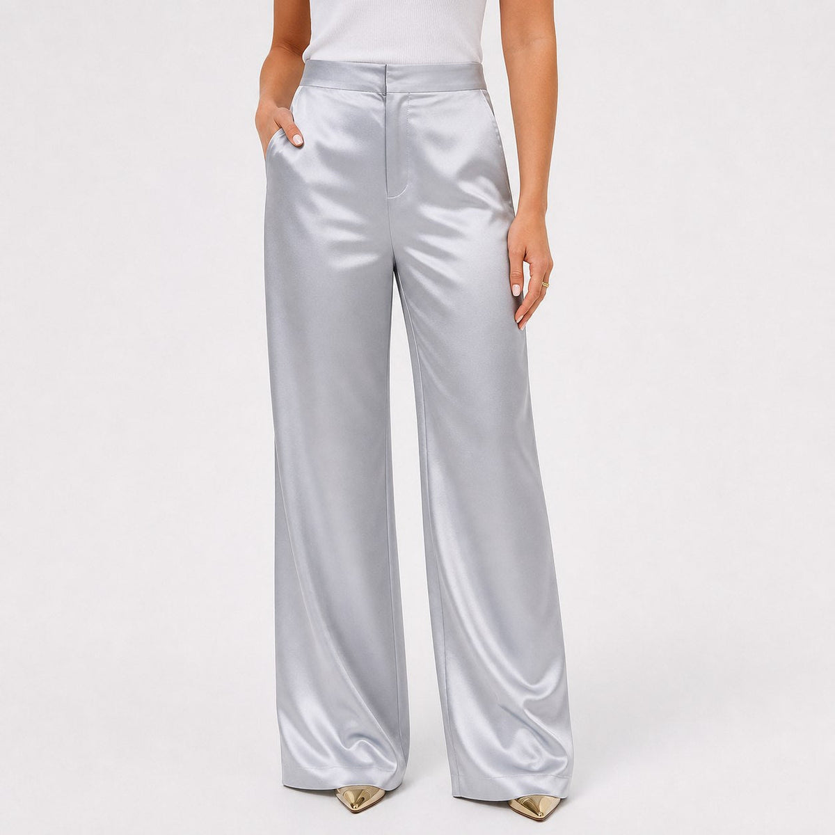Women's Relaxed Satin Wide Leg Trousers