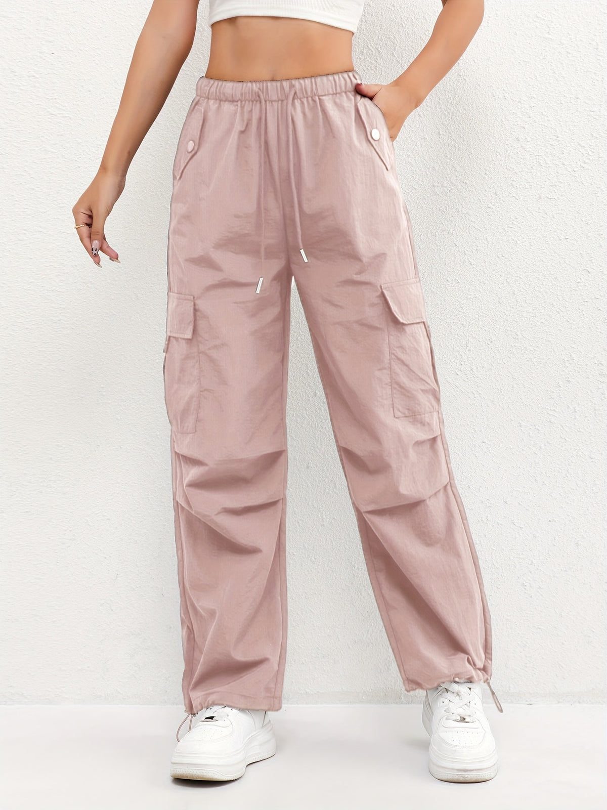 Women's Relaxed Straight Elasticated Waist Cargo Trousers