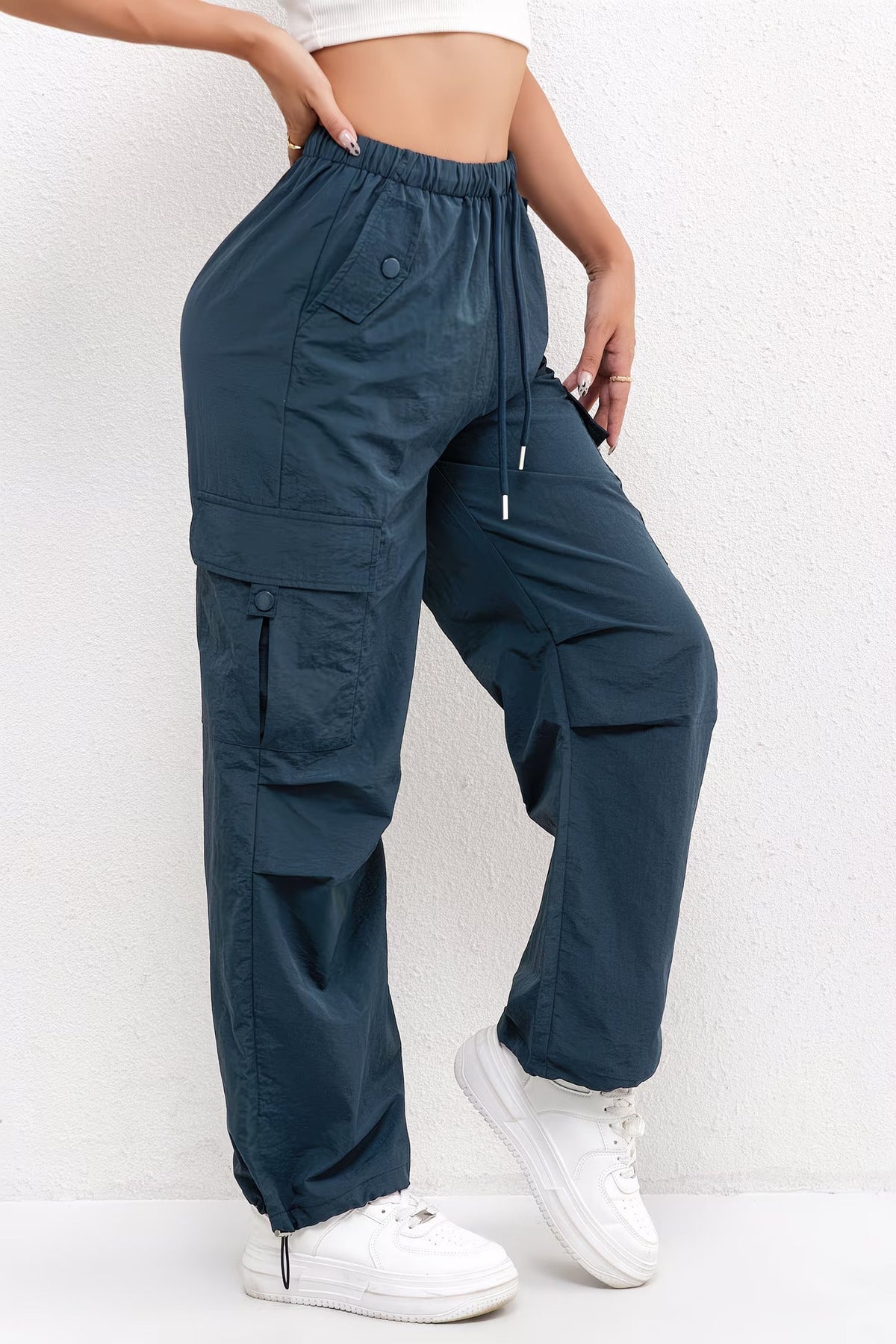 Women's Relaxed Straight Elasticated Waist Cargo Trousers