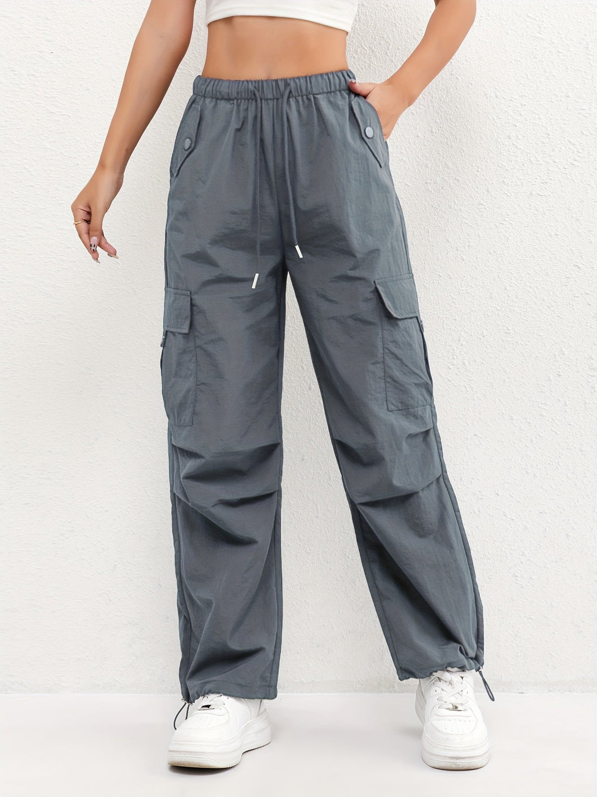 Women's Relaxed Straight Elasticated Waist Cargo Trousers