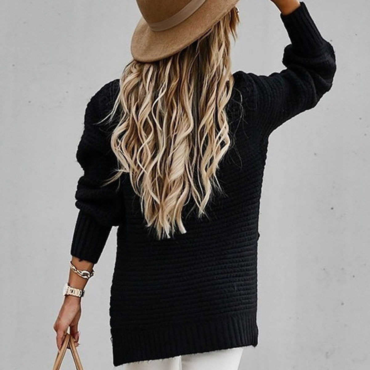 Women's Roll Neck Oversized Chunky Knit Jumper