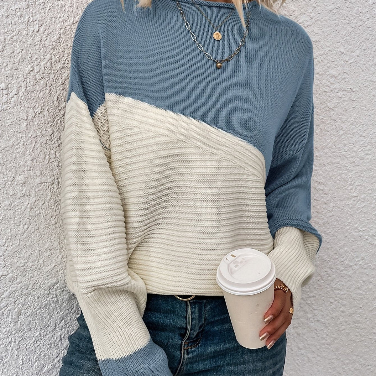Women's Roll Neck Oversized Turtleneck Jumper