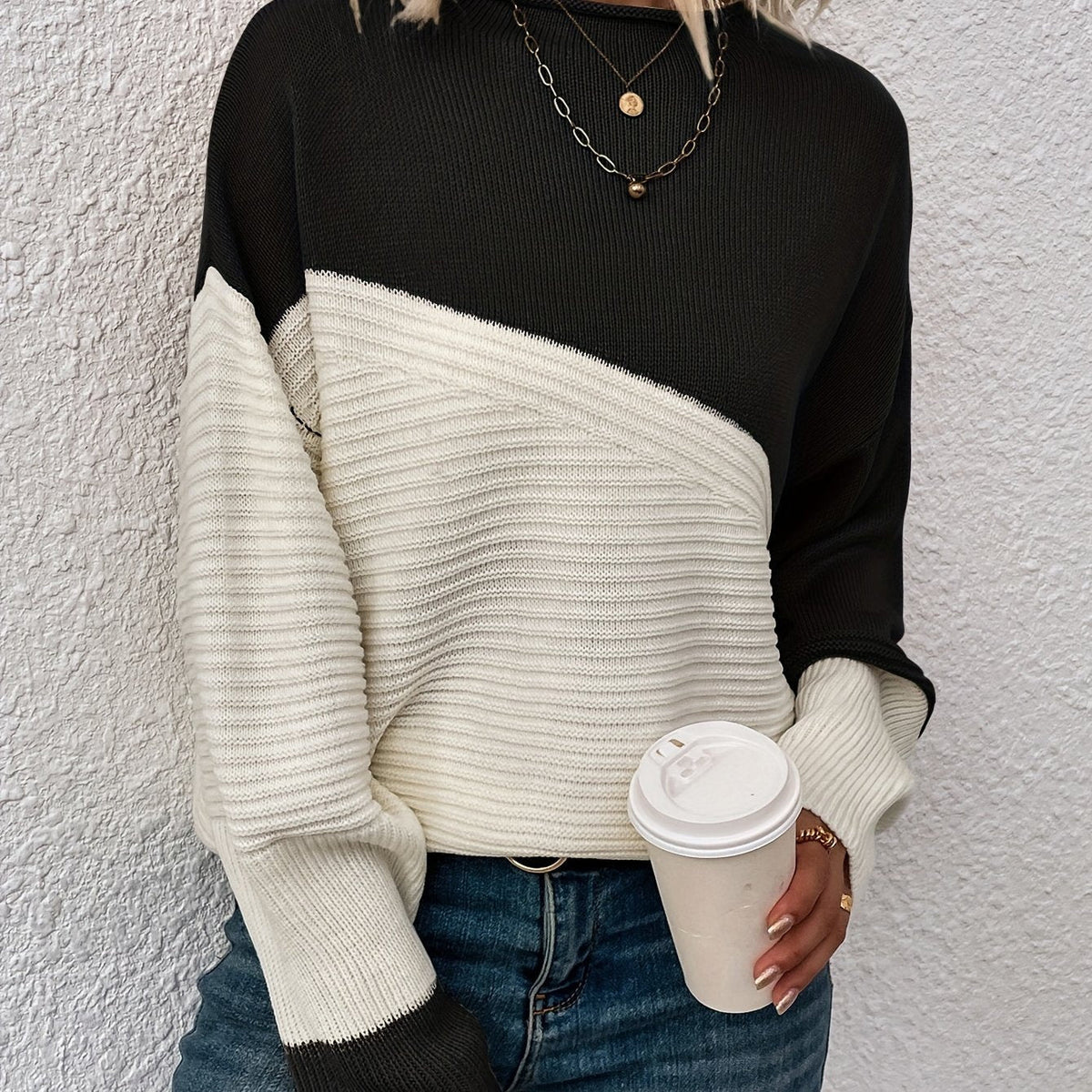Women's Roll Neck Oversized Turtleneck Jumper