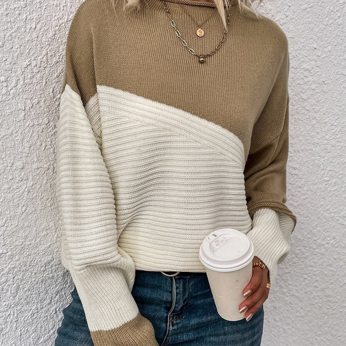 Women's Roll Neck Oversized Turtleneck Jumper